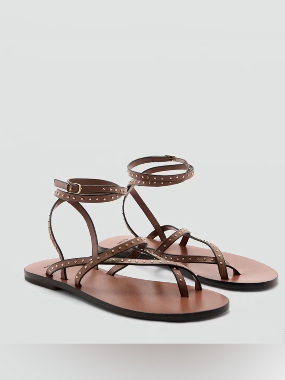 Mango MNG NIB 100% Leather Strap Sandals Beach Vacation Gladiator 7.5 EUR 38